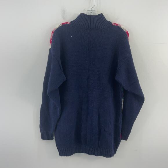 Boundary Waters Vintage Navy Floral Knit Pullover Sweater Cotton Blend Women’s S - Picture 2 of 4